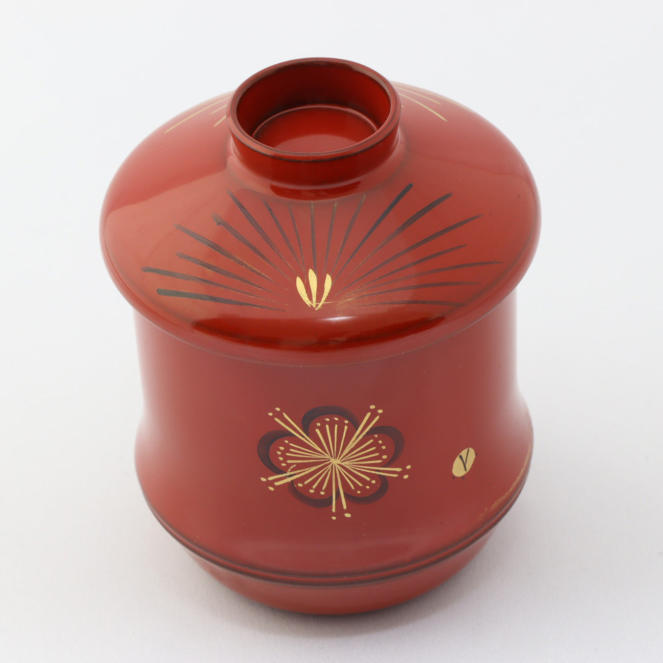 S25-10　竹型小吸物椀　手描き朱梅<11個セット>
