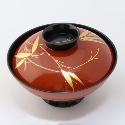 S25-12　小槌椀　手描き朱金笹<13個セット>