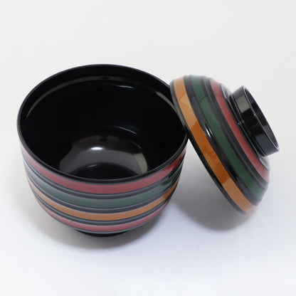 S25-2　駒筋小吸物椀　黒駒塗り<20個セット>