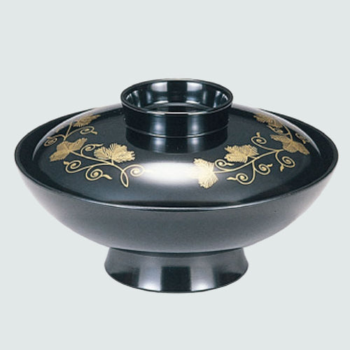 350-74202　6寸小槌型煮物椀　黒唐草