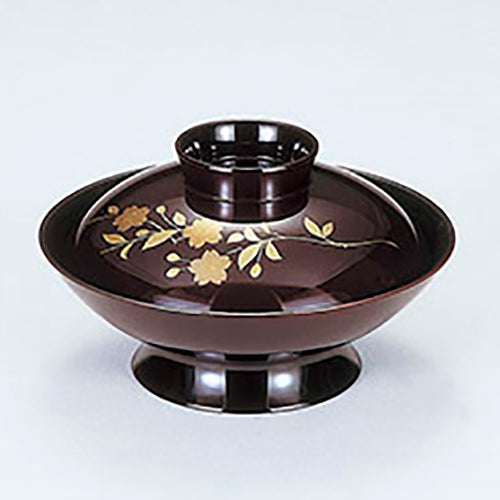 350-75142　5.5寸羽反煮物椀　タメ小花内黒