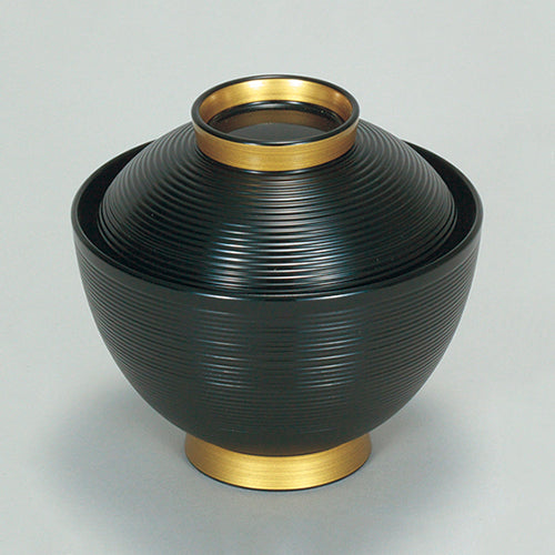 350-10060　黒立金糸目吸物椀