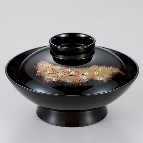 350-75152　5.5寸羽反煮物椀　総タメ小桜内黒
