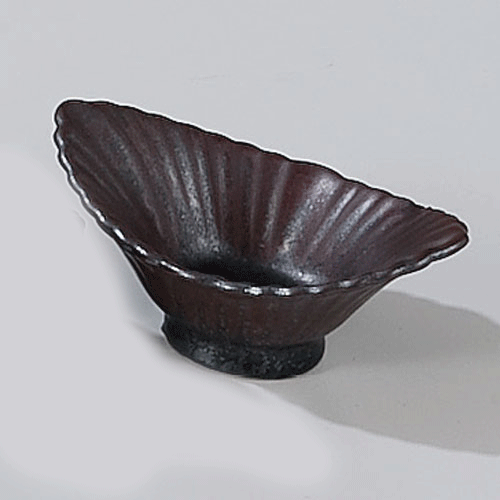 534-10034　両上り4.5寸菊形小鉢　銀彩結晶