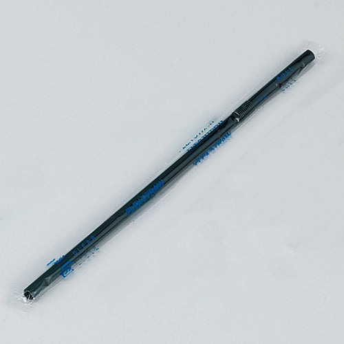 146-10192　フジフレックス透明袋入　ストロー　黒　400本入