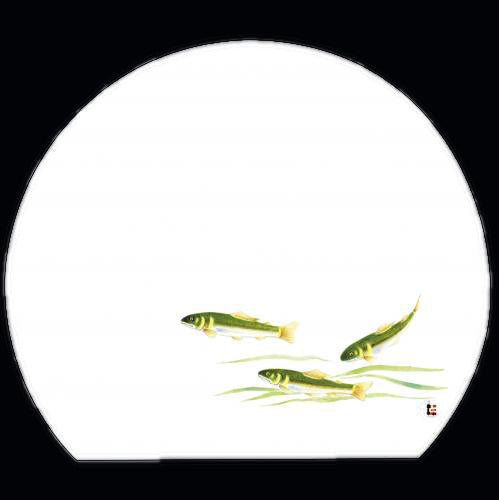 192-40022　半月尺3雲竜和紙マット　鮎(4～8月)