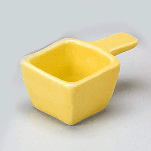 540-10014　手付き角珍味　黄釉