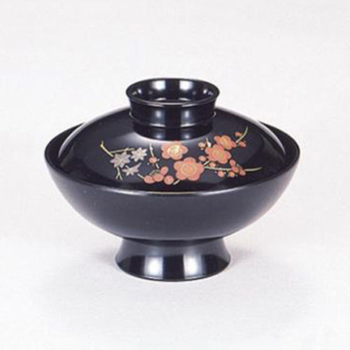 350-11282　新小槌椀　黒紅葉梅内黒