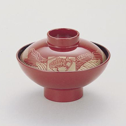 350-12012　鍔切立小槌椀　総朱エビ内黒
