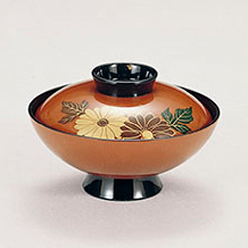 350-14021　4.5寸小槌椀　朱菊