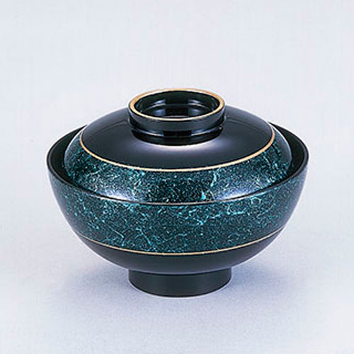 350-15172　4寸千代原椀　エメラルド乱糸金線
