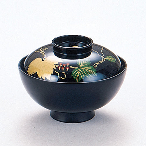 350-15242　4寸千代原椀　黒つた内黒