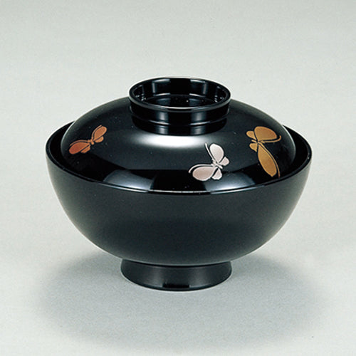 350-15252　4寸千代原椀　黒蝶内黒
