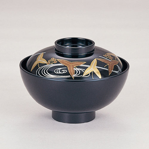 350-15262　4寸千代原椀　黒おもだか