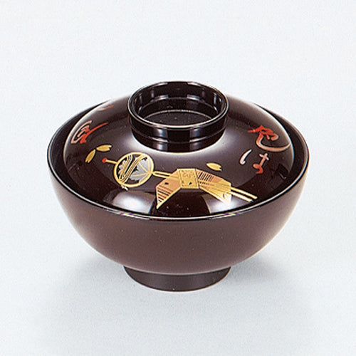 350-15392　4寸千代原椀　総タメいろは内黒