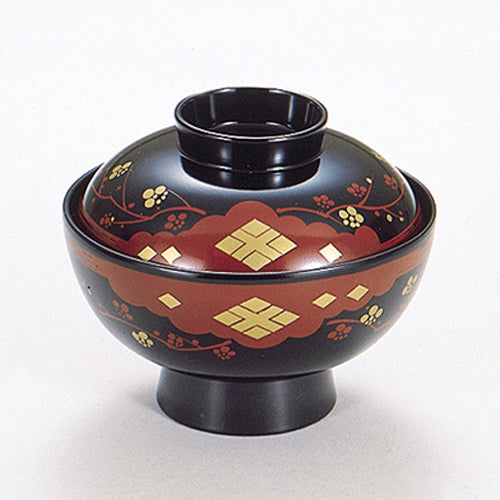 350-16432　大文椀　黒正方寺内黒