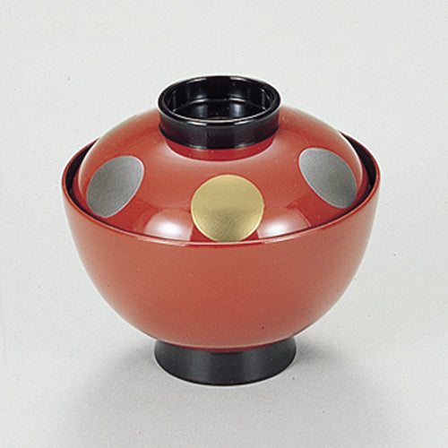 350-17132　3.7寸みやこ椀　朱日月