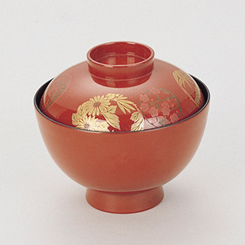 350-17112　3.7寸みやこ椀　朱四君子