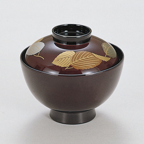 350-17412　3.7寸みやこ椀　総タメ木の葉内黒