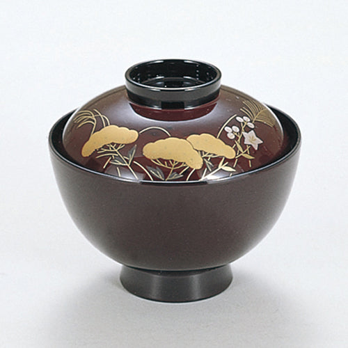 350-17472　3.7寸みやこ椀　総タメ秋草内黒