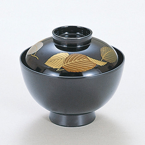350-17272　3.7寸みやこ椀　黒木の葉