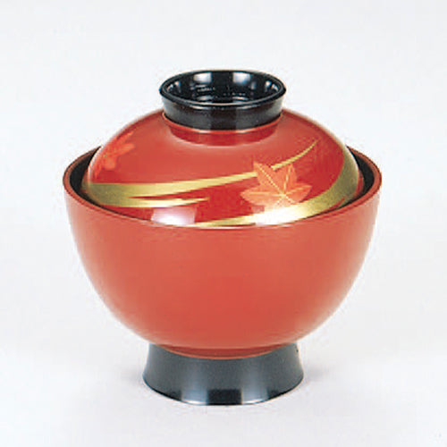 350-19012　3.5寸小吸物椀　朱波桜内黒<耐熱ABS>