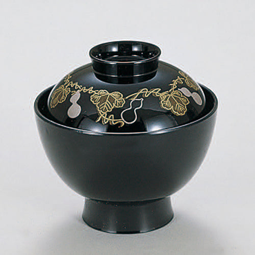 350-19162　3.5寸小吸物椀　黒ひょうたん