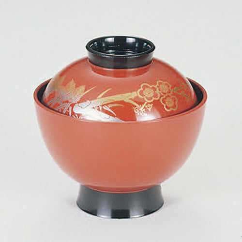 350-19072　3.5寸小吸物椀　朱梅内黒