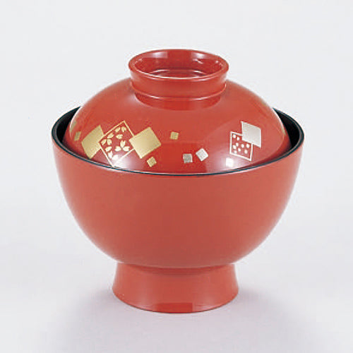 350-19062　3.5寸小吸物椀　朱色紙