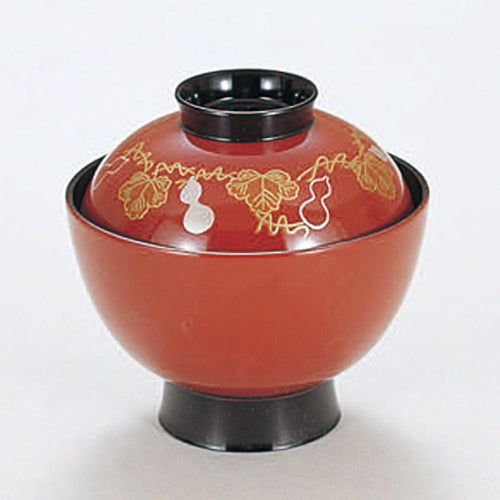 350-19032　3.5寸小吸物椀　朱ひょうたん
