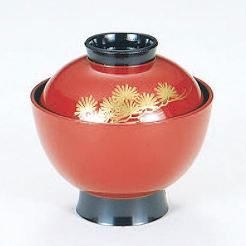 350-19042　3.5寸小吸物椀　朱松内黒