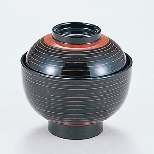 350-20192　丸福椀　黒朱線