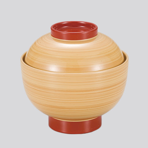 350-20112　丸福椀　白木目円クリーム内黒高台朱
