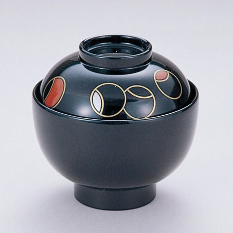 350-20142　丸福椀　総黒ツボツボ