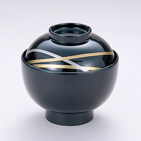 350-20152　丸福椀　総黒二色ライン