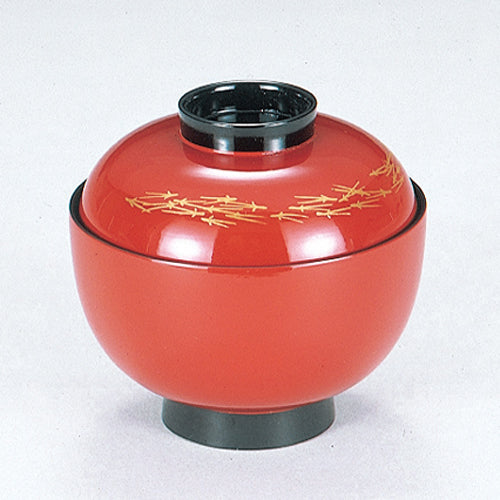 350-20082　丸福椀　朱松葉内黒