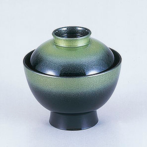 350-19342　3.5寸小吸物椀　グリーン黒ぼかし内黒
