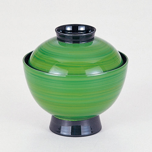 350-19272　3.5寸小吸物椀　グリーンハケ目内黒
