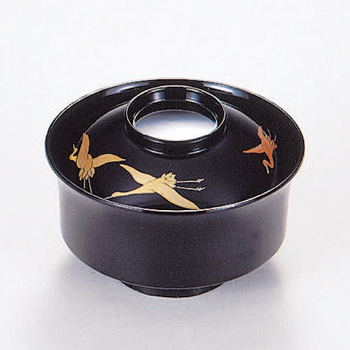 350-22142　万寿椀　黒鶴