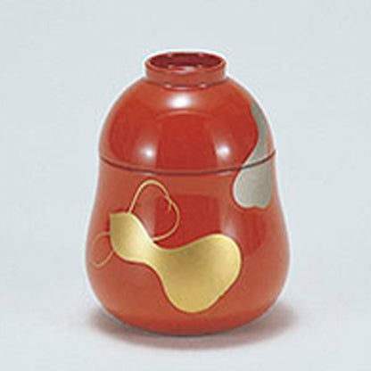 350-24032　瓢箪小吸物椀　朱瓢箪内黒