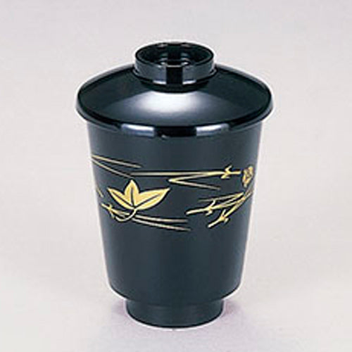 350-26051　箸洗い椀　黒金マツバ