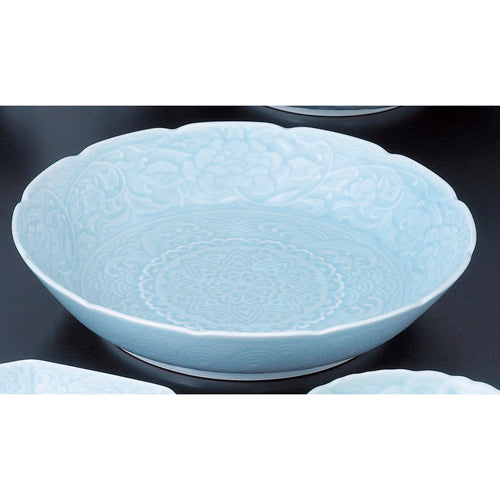 707-10328　青磁牡丹唐草9寸鉢