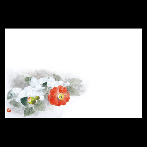 201-10249 38cm上質紙マット 冬景色(雪のかぶった椿) (12～2月)