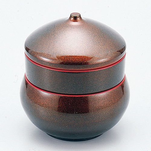 390-11203　小丼飯器2段　金パール内朱