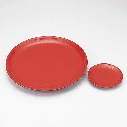 420-58011　5寸木目乱筋皿　朱