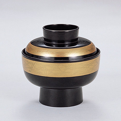 350-50022　薬師椀　黒金松葉