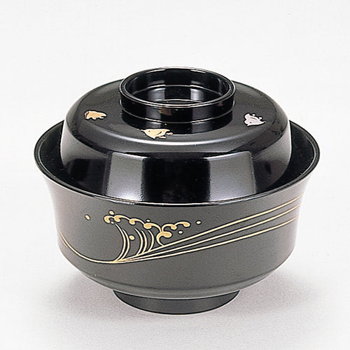 350-45032　喜撰椀<大>　総黒波千鳥