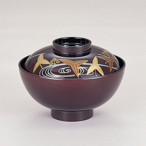 350-15442　4寸千代原椀　総タメおもだか内黒