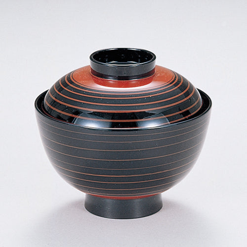 350-17312　3.7寸みやこ椀　黒朱線