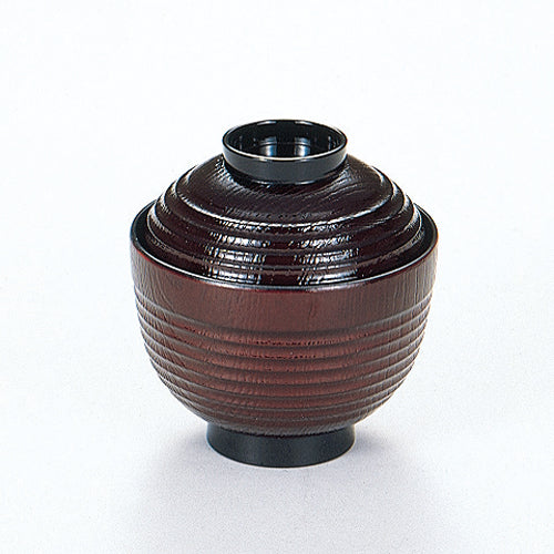 350-58022　3寸乱筋木目椀　タメ内黒